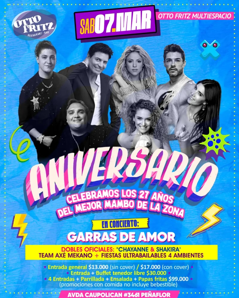 Aniversario Ottofritz 27 Años: Garras de Amor en Concierto